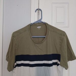 Old Navy Olive and Navy Striped Tee